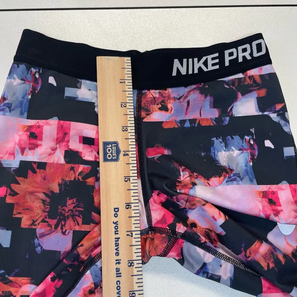 Nike Pro Girls Floral Print Compression Tights‎ Hyper Crimson Size Medium